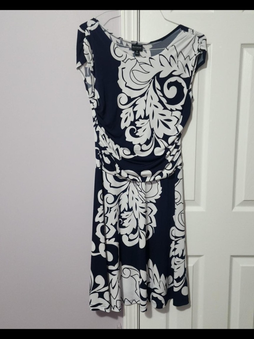 Enfocus Studio Navy & White Floral Midi Dress